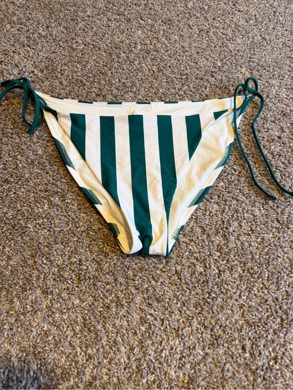 NWOT Shade & Shore Green and White Striped Tie-Side Bikini Bottom
